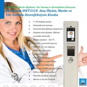 Dynacom WKT3310 Ateş Ölçüm, Maske ve Dezenfeksiyon Kiosku